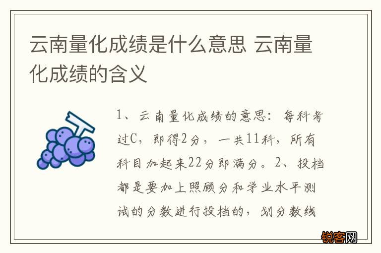 云南量化成绩是什么意思 云南量化成绩的含义