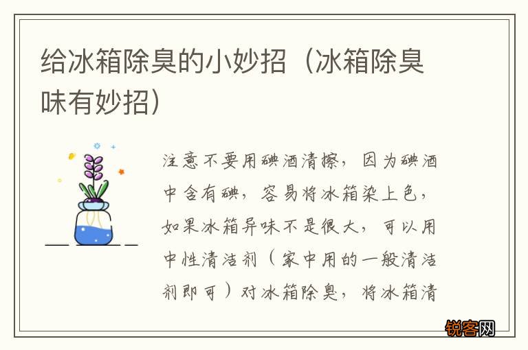 冰箱除臭味有妙招 给冰箱除臭的小妙招