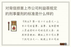 对背信损害上市公司利益罪规定的刑事量刑的标准是什么样的