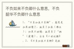 不负如来不负卿什么意思，不负韶华不负卿什么意思
