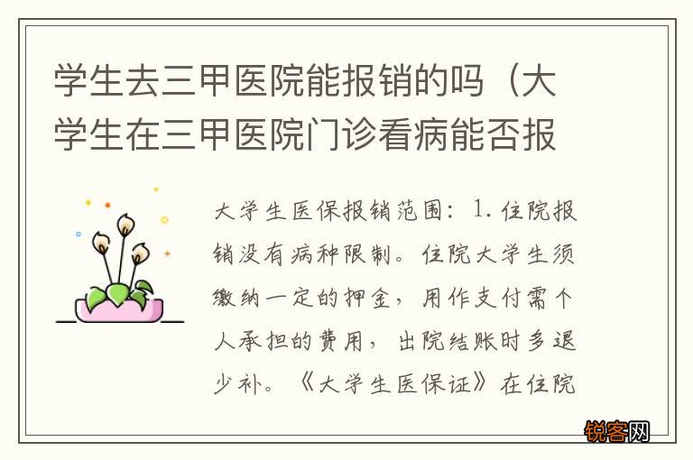 大学生在三甲医院门诊看病能否报销 学生去三甲医院能报销的吗