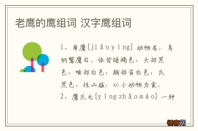 老鹰的鹰组词 汉字鹰组词