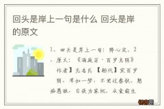 回头是岸上一句是什么 回头是岸的原文
