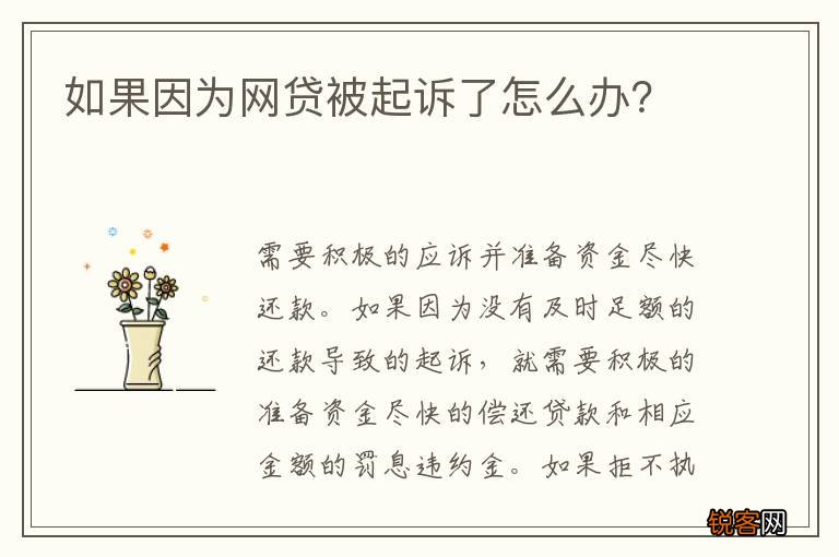 如果因为网贷被起诉了怎么办？