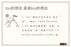 too的用法 英语too的用法
