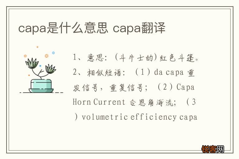 capa是什么意思 capa翻译