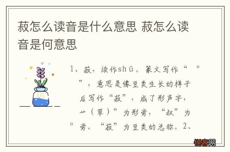 菽怎么读音是什么意思 菽怎么读音是何意思