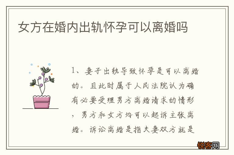 女方在婚内出轨怀孕可以离婚吗