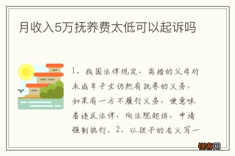 月收入5万抚养费太低可以起诉吗