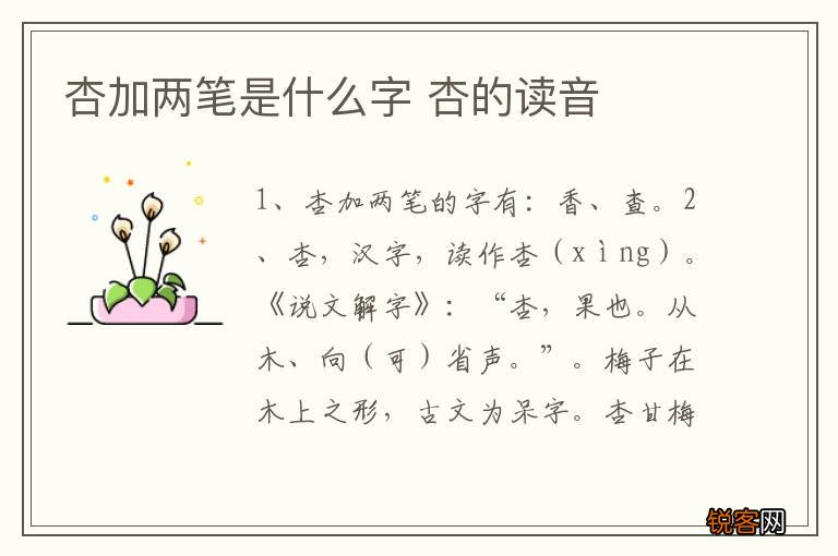 杏加两笔是什么字 杏的读音