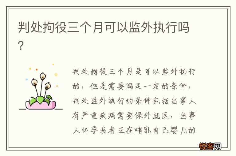 判处拘役三个月可以监外执行吗？