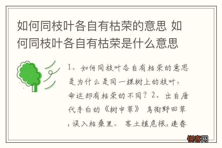 如何同枝叶各自有枯荣的意思 如何同枝叶各自有枯荣是什么意思