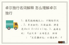卓尔独行名词解释 怎么理解卓尔独行