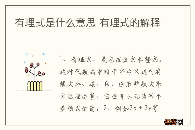 有理式是什么意思 有理式的解释