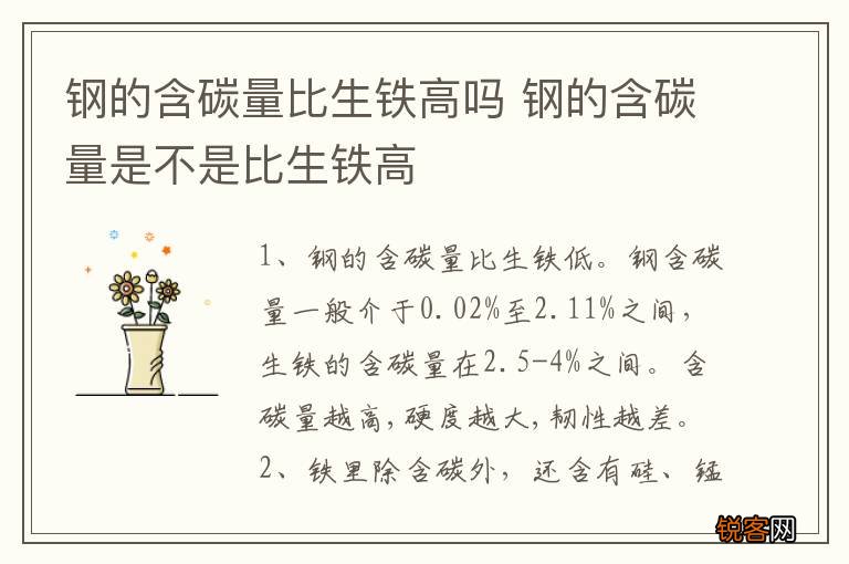 钢的含碳量比生铁高吗 钢的含碳量是不是比生铁高