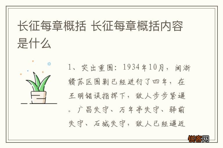长征每章概括 长征每章概括内容是什么