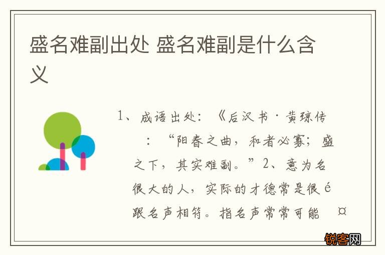 盛名难副出处 盛名难副是什么含义