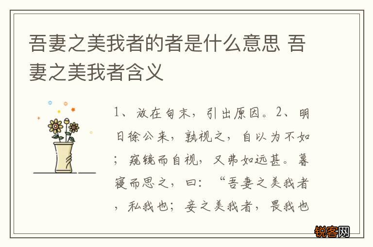吾妻之美我者的者是什么意思 吾妻之美我者含义