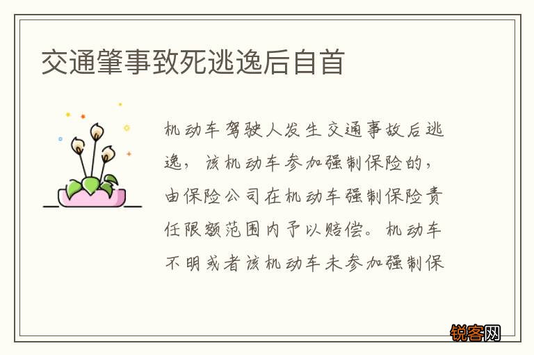 交通肇事致死逃逸后自首