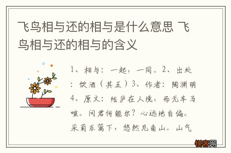 飞鸟相与还的相与是什么意思 飞鸟相与还的相与的含义