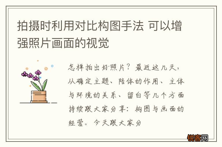 拍摄时利用对比构图手法 可以增强照片画面的视觉
