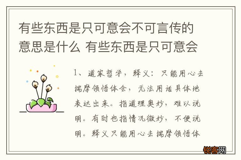 有些东西是只可意会不可言传的意思是什么 有些东西是只可意会不可言传的意思