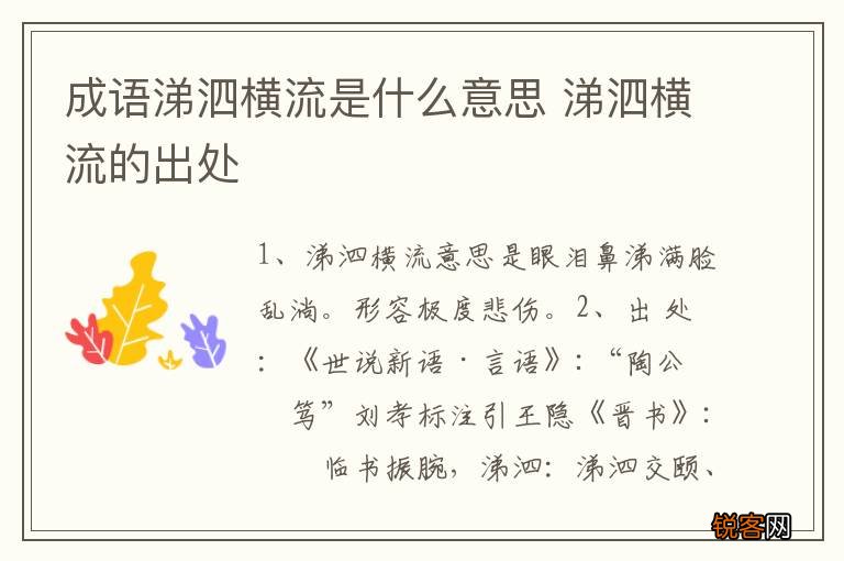 成语涕泗横流是什么意思 涕泗横流的出处