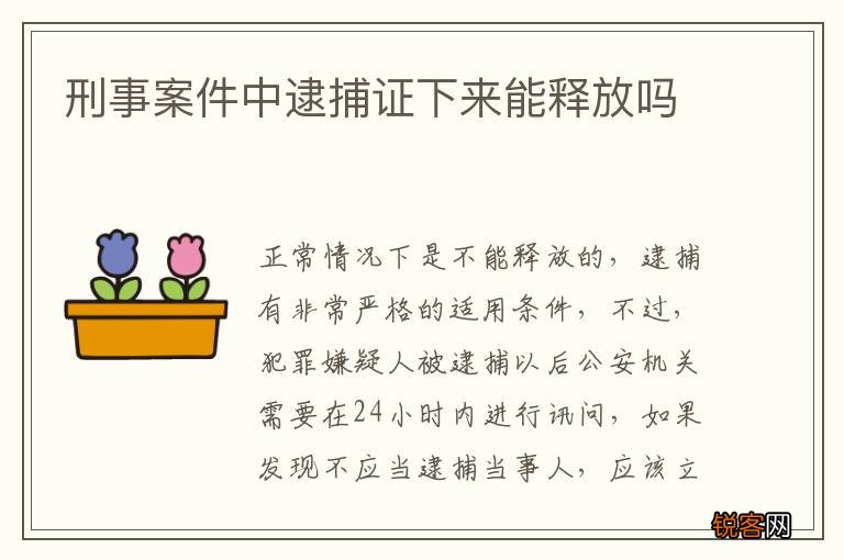 刑事案件中逮捕证下来能释放吗