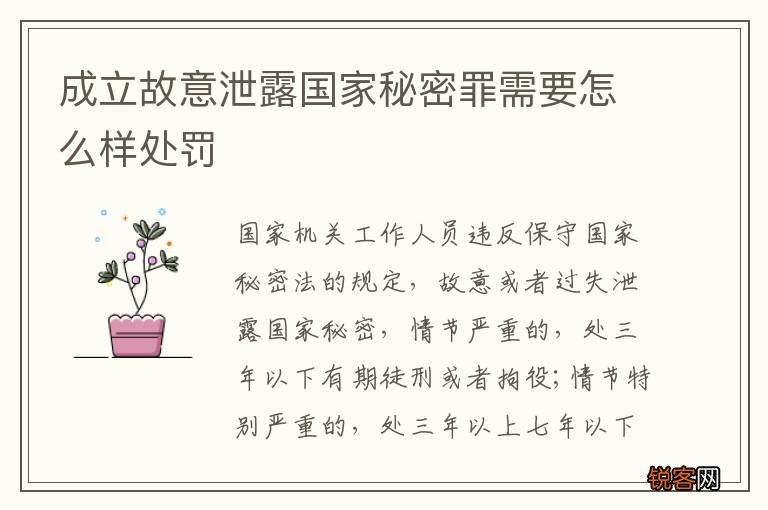 成立故意泄露国家秘密罪需要怎么样处罚