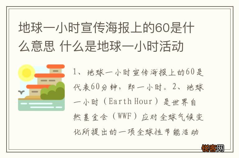 地球一小时宣传海报上的60是什么意思 什么是地球一小时活动