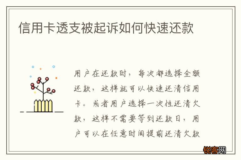 信用卡透支被起诉如何快速还款