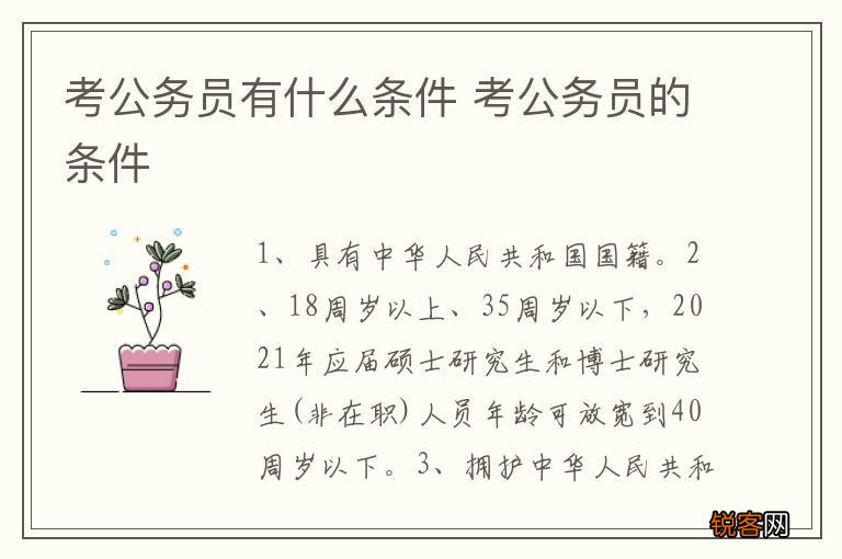 考公务员有什么条件 考公务员的条件
