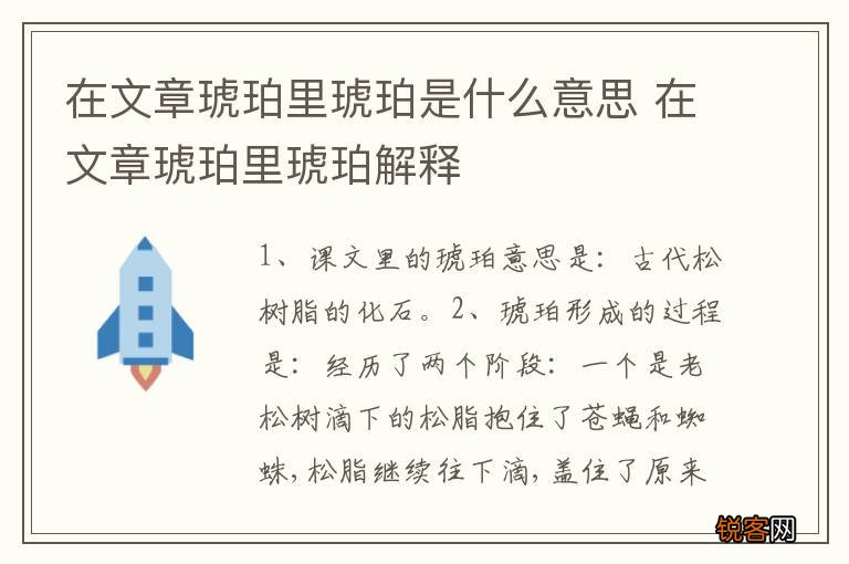 在文章琥珀里琥珀是什么意思 在文章琥珀里琥珀解释