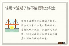 信用卡逾期了能不能提取公积金