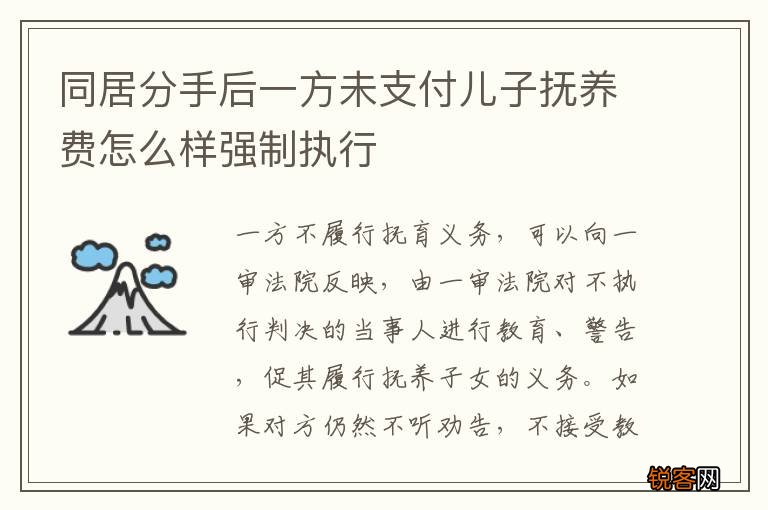 同居分手后一方未支付儿子抚养费怎么样强制执行