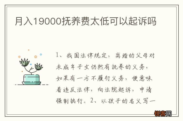 月入19000抚养费太低可以起诉吗