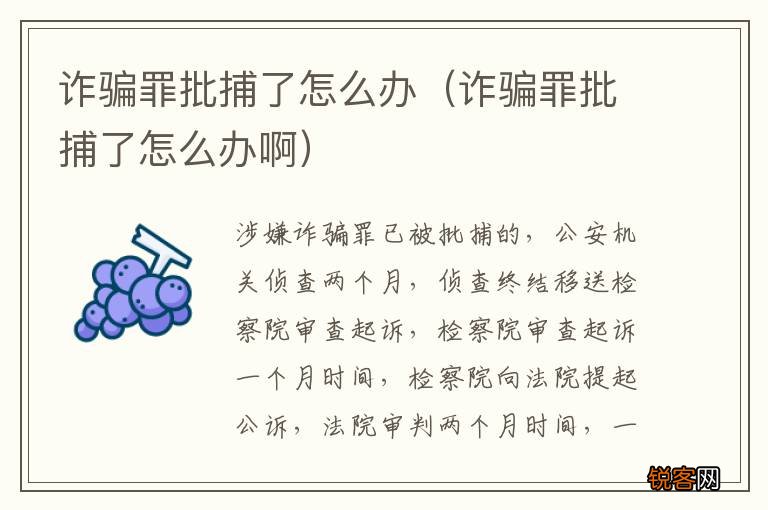 诈骗罪批捕了怎么办啊 诈骗罪批捕了怎么办