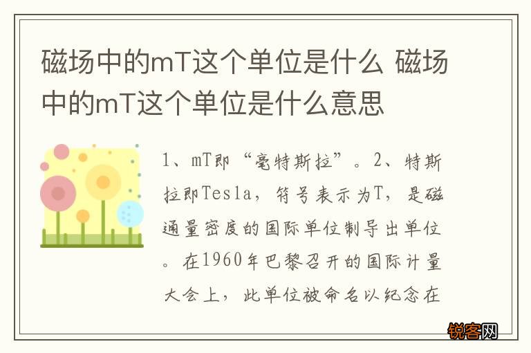 磁场中的mT这个单位是什么 磁场中的mT这个单位是什么意思