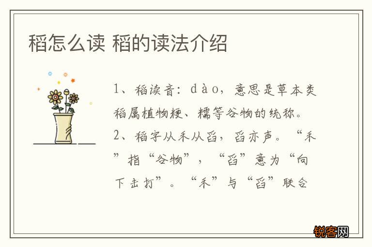 稻怎么读 稻的读法介绍