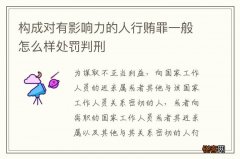 构成对有影响力的人行贿罪一般怎么样处罚判刑