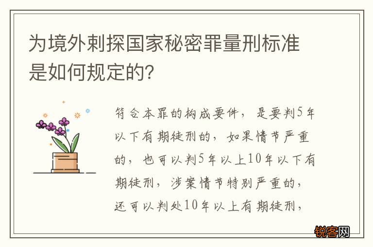 为境外剌探国家秘密罪量刑标准是如何规定的？