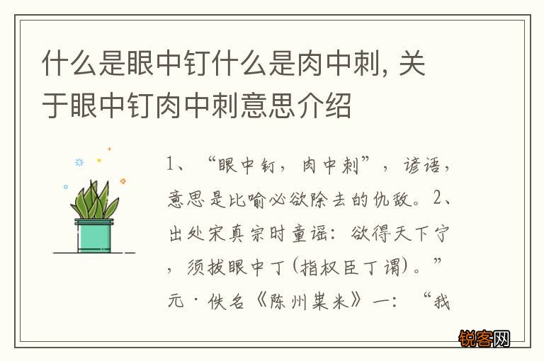 什么是眼中钉什么是肉中刺, 关于眼中钉肉中刺意思介绍