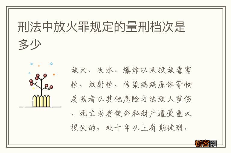 刑法中放火罪规定的量刑档次是多少