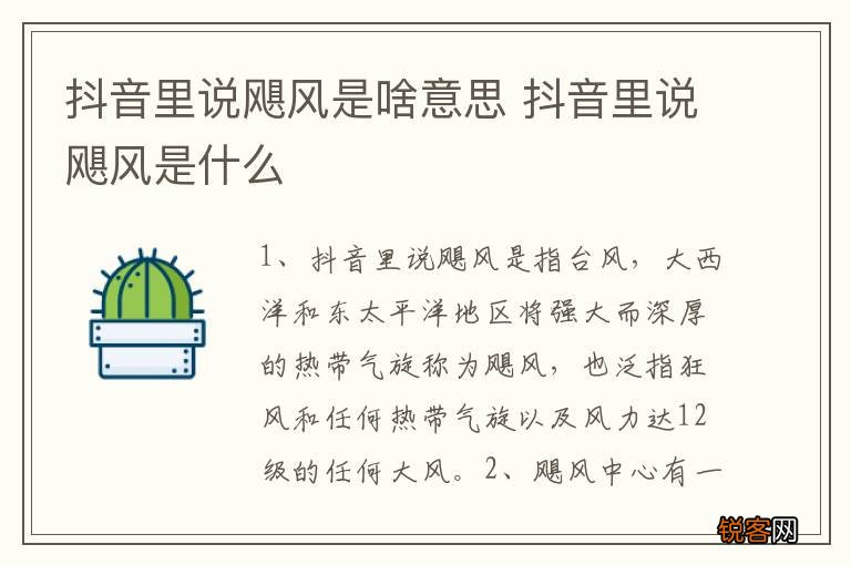 抖音里说飓风是啥意思 抖音里说飓风是什么