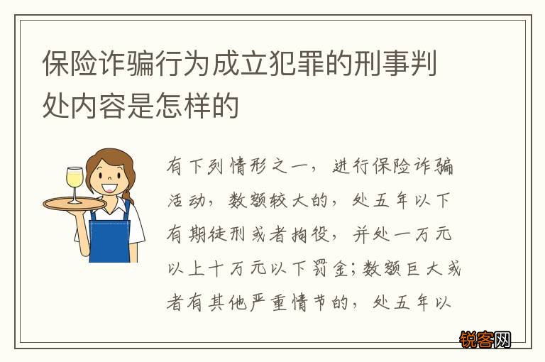保险诈骗行为成立犯罪的刑事判处内容是怎样的