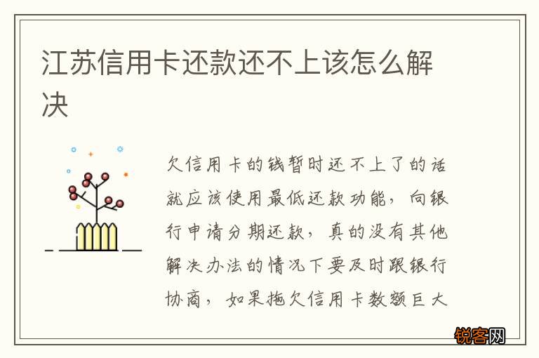 江苏信用卡还款还不上该怎么解决