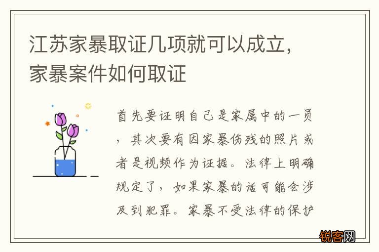 江苏家暴取证几项就可以成立，家暴案件如何取证