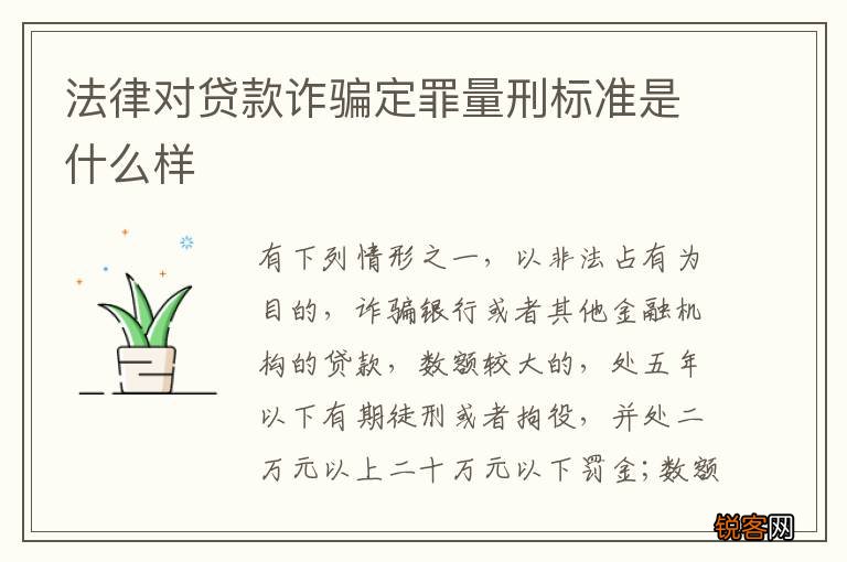 法律对贷款诈骗定罪量刑标准是什么样