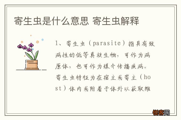 寄生虫是什么意思 寄生虫解释