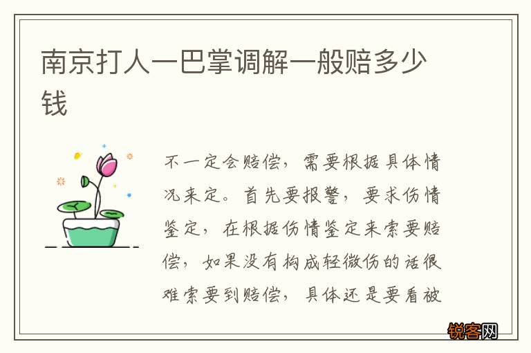 南京打人一巴掌调解一般赔多少钱